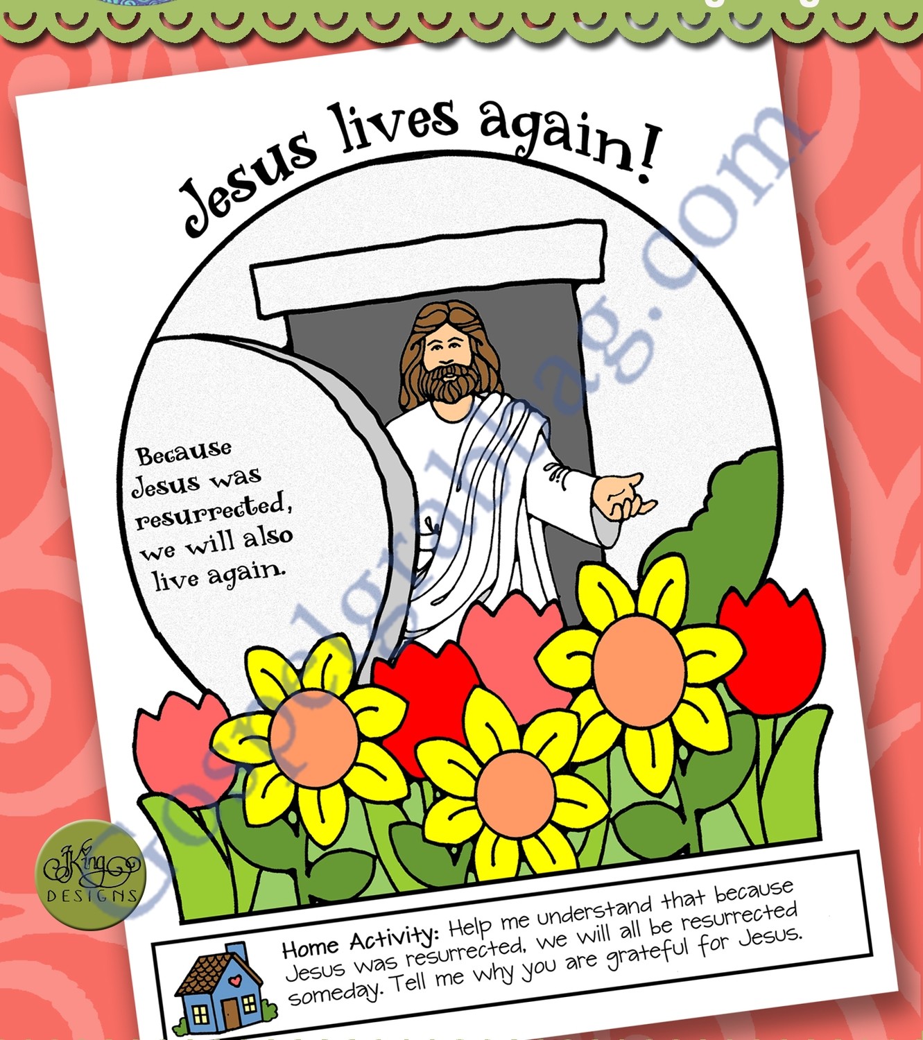 Jesus Lives Again poster or coloring page