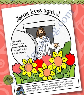 Jesus Lives Again poster or coloring page (Lesson 29)