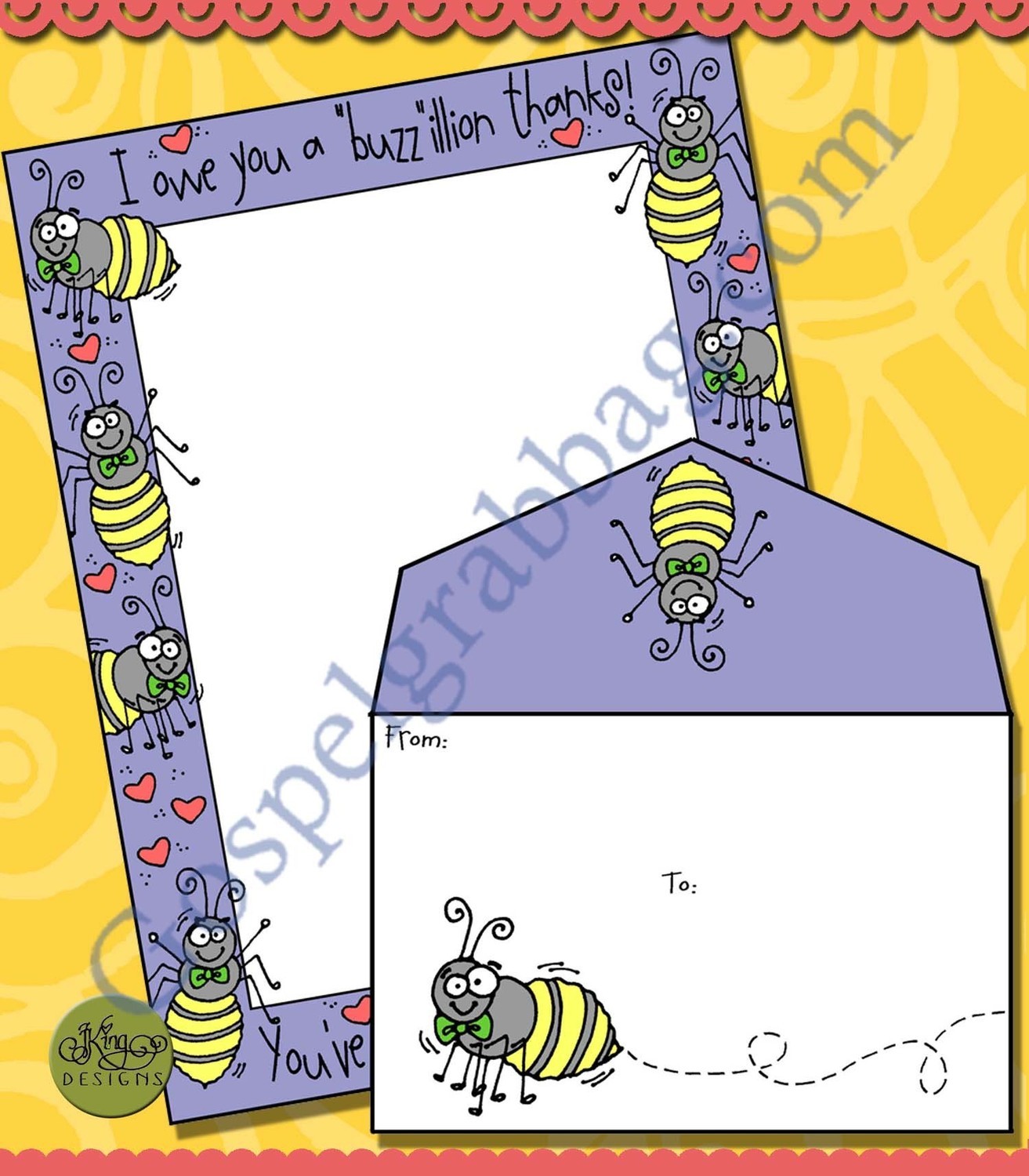 BUZZ-ILLION THANKS stationary and envelope
