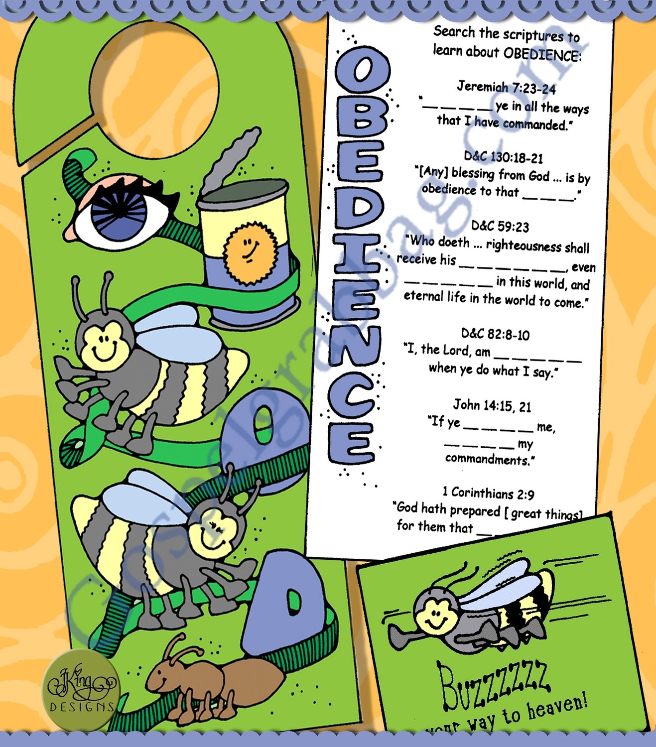 I Can “Bee” O­‐bee­‐d­‐ant doorknob hanger