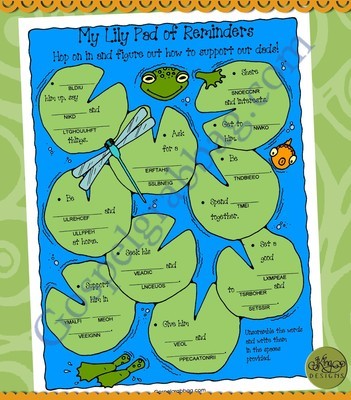 Dad Support Lily Pad Reminders word scramble