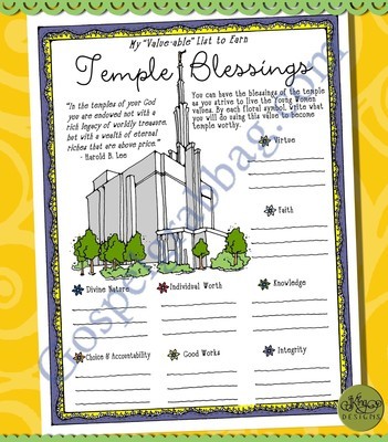 My Value-able List to Earn Temple Blessings journal