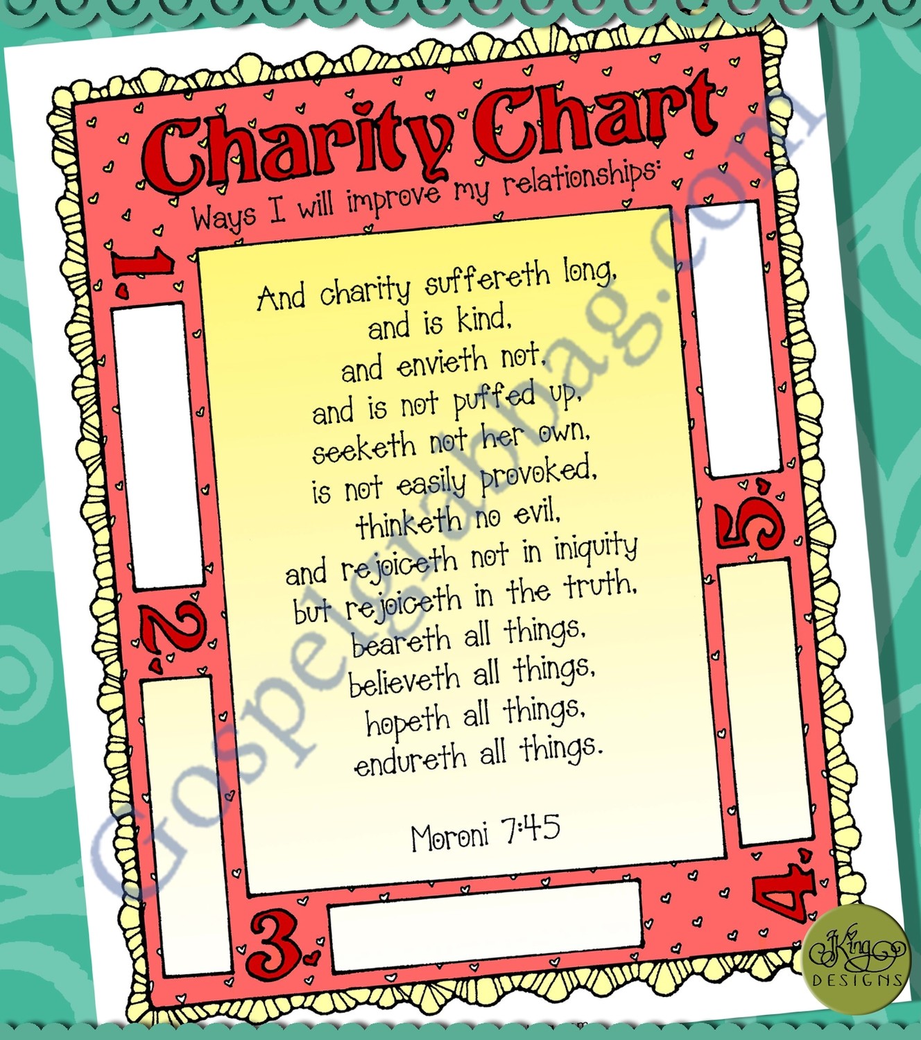 Charity Challenge Chart: Ways to Improve Journal