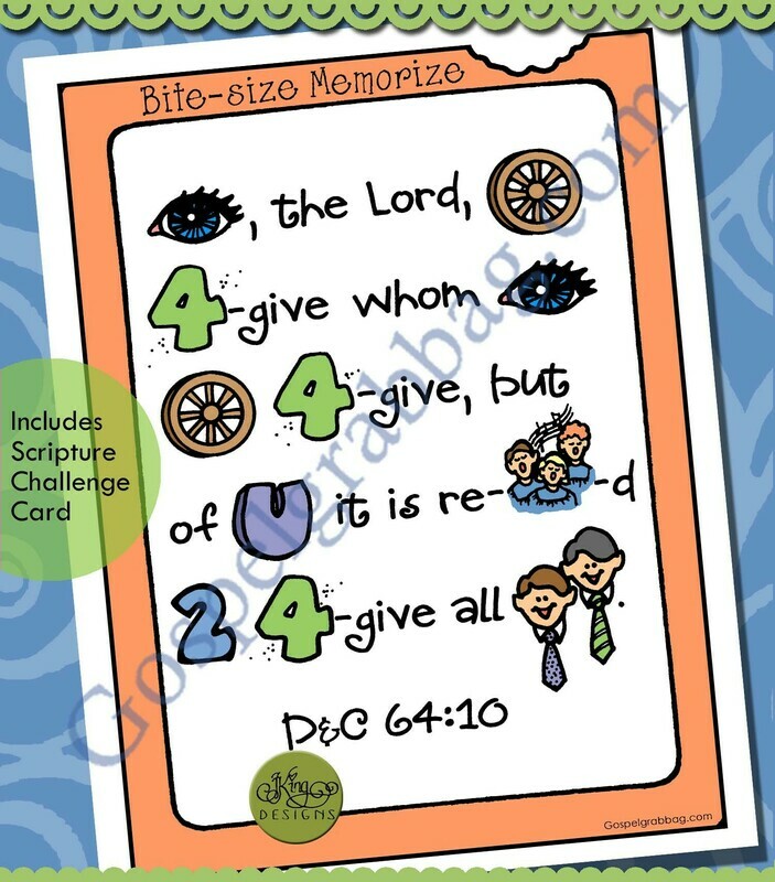 Forgiveness - Rebus Bite-size Memorize poster (D&amp;C 64:10)