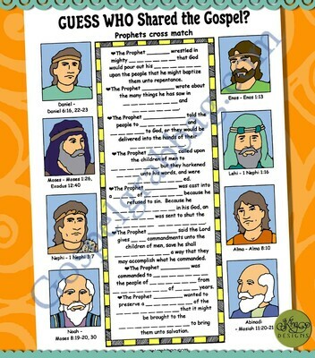 Guess Who Shared the Gospel? Book of Mormon Prophets cross match