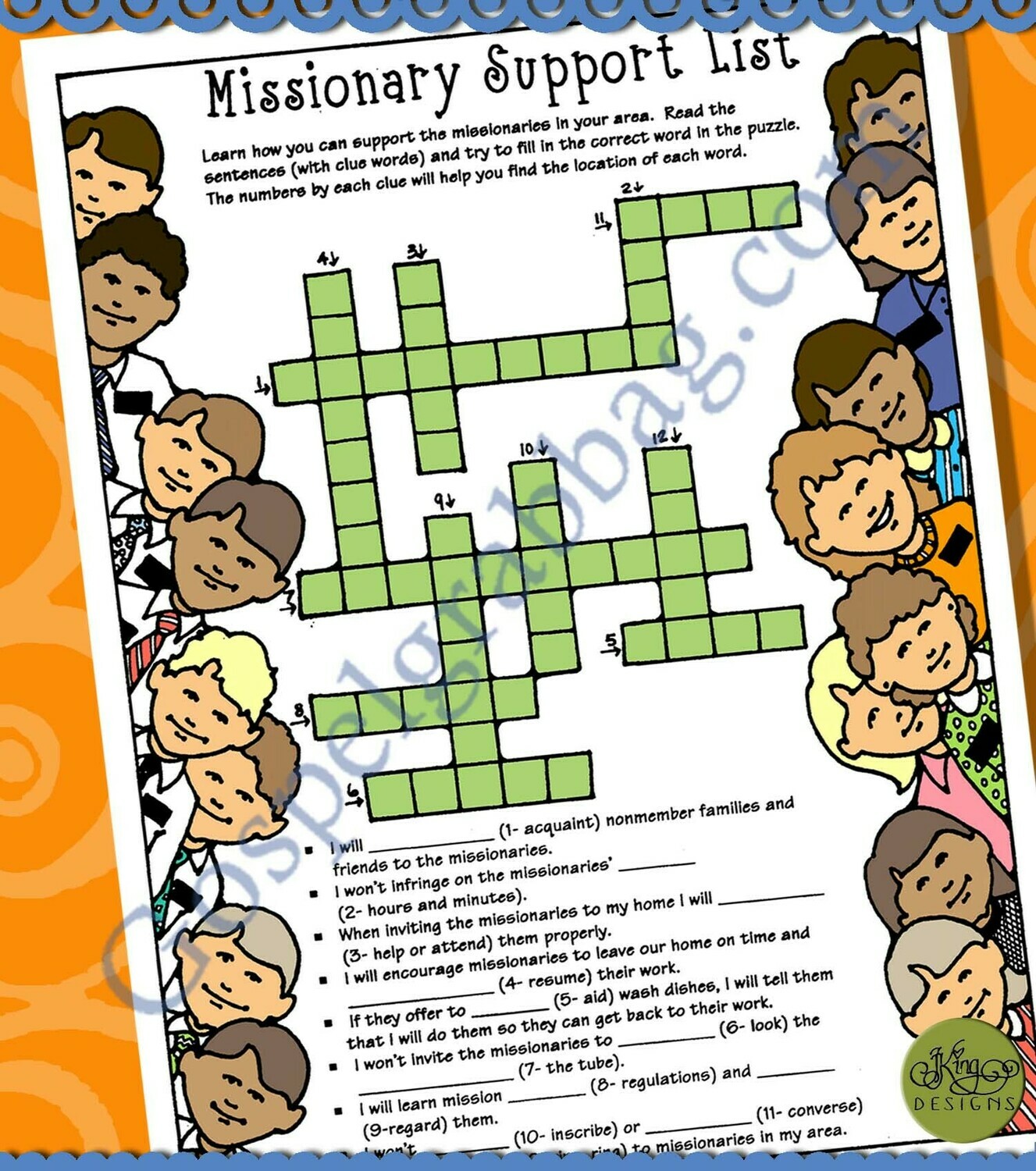 Missionary Support Crossword Puzzle
