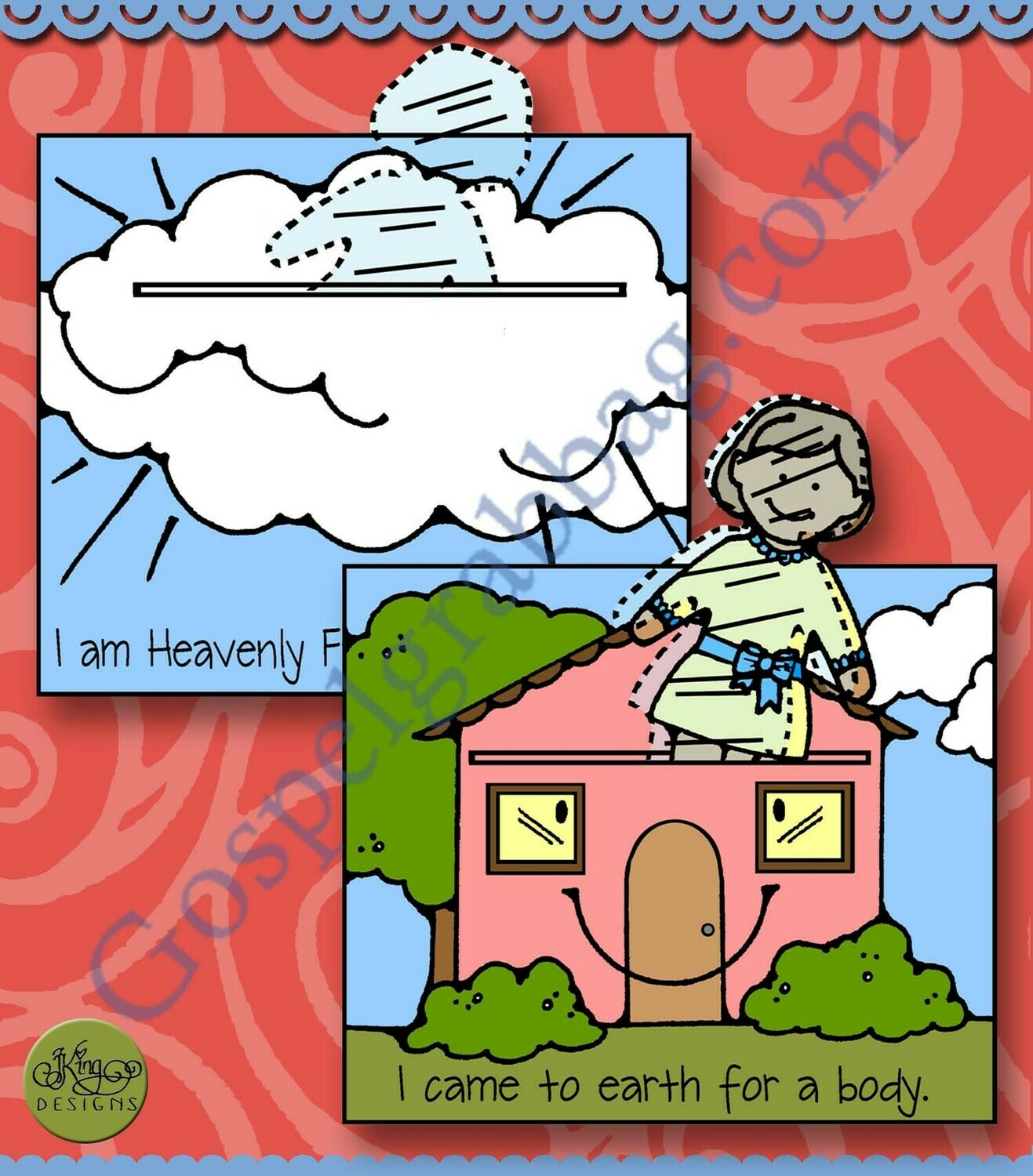 Heavenly Home/Earthly Home, plastic spirit, &amp; paper dolls