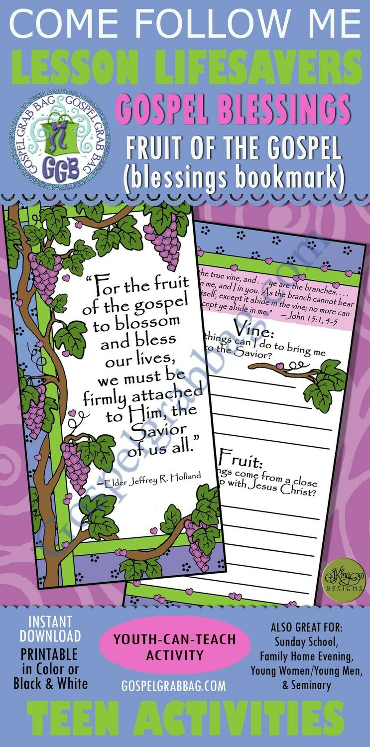 Fruit of the Gospel blessings bookmark
