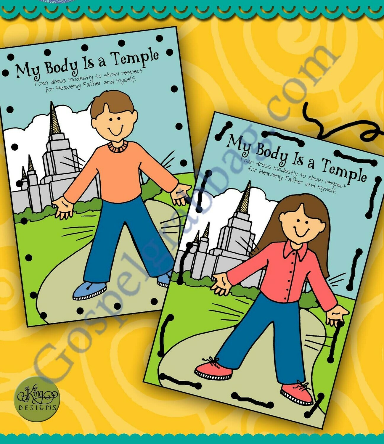 My Body is a Temple sewing card
