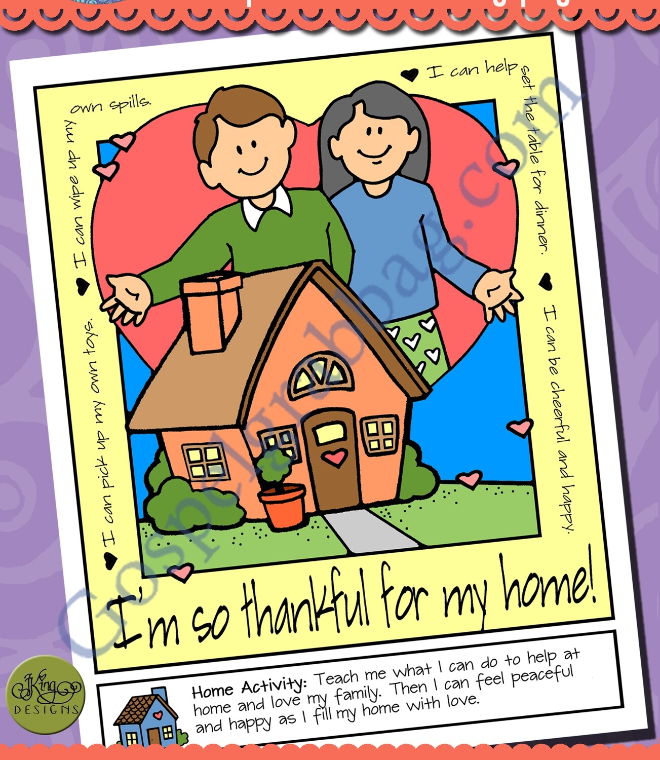 I&#39;m So Thankful For My Home poster or coloring page