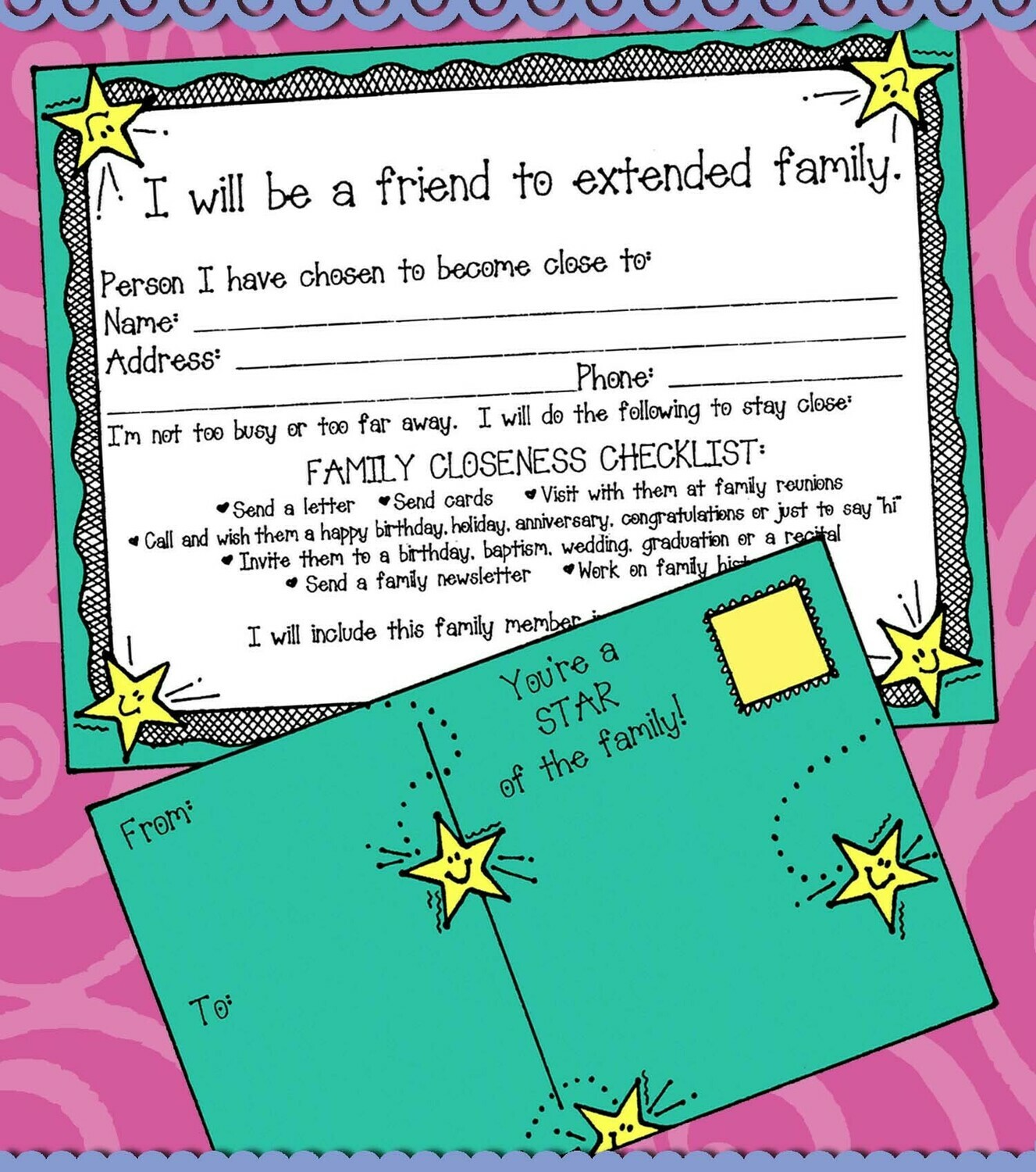 Extended Family Closeness checklist and postcard
