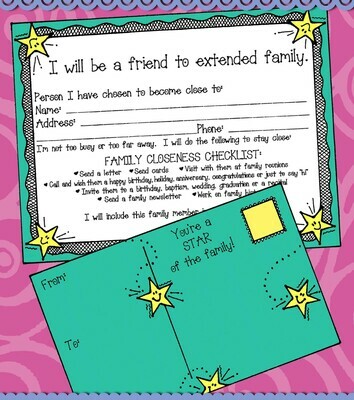 Extended Family Closeness checklist and postcard