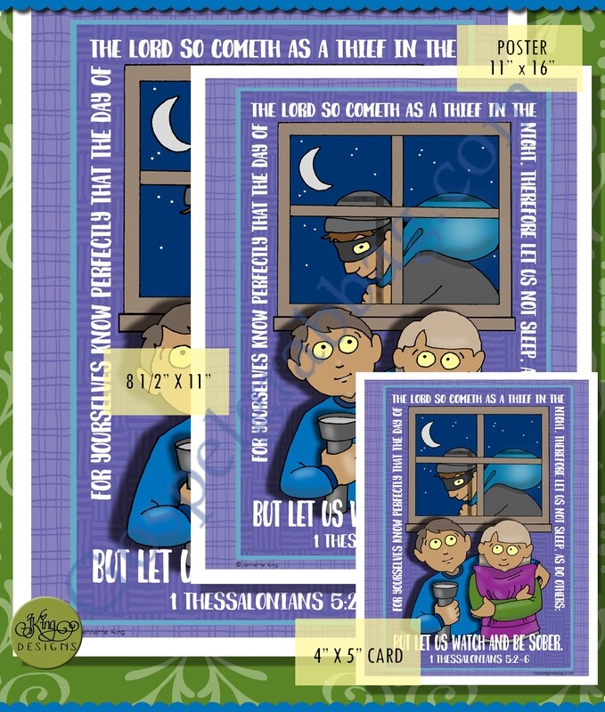 SECOND COMING: Scripture Poster: 1 Thessalonians 5:2-6 (color only)