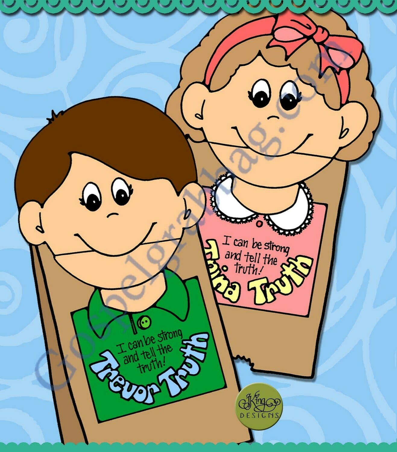 I Can Be Strong and Tell the Truth - Trevor and Trina Truth sack puppets