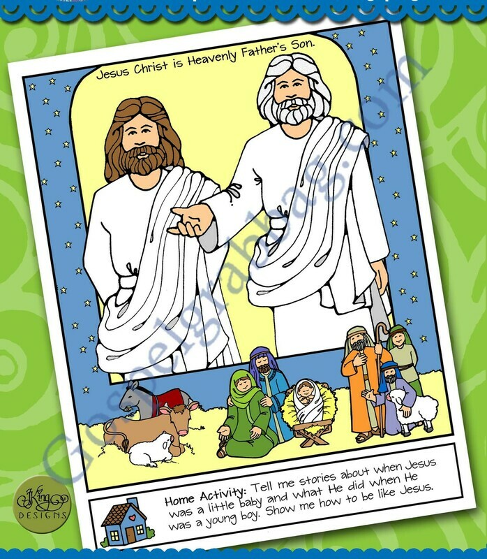 Jesus&#39;s Birth: Jesus is Heavenly Father&#39;s Son poster or coloring page