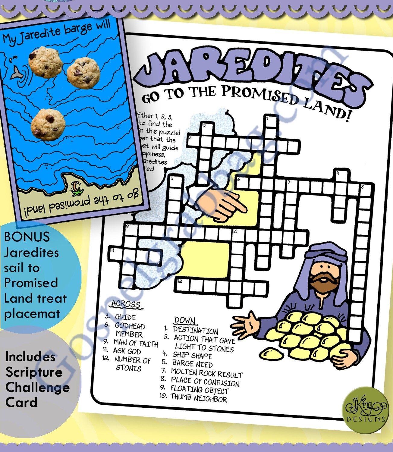 Jaredites Go to the Promised Land crossword puzzle and placemat