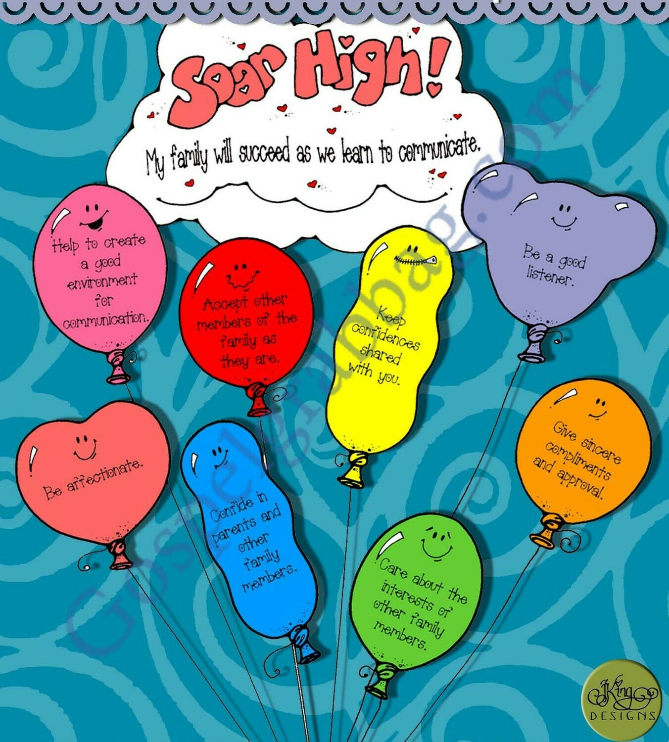 Communicate with My Family - Soar High! family balloon bouquet