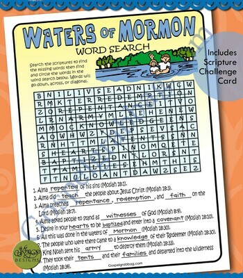 Waters of Mormon word search (baptism, Book of Mormon)