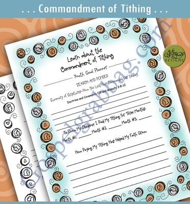 Youth Goal Planner &quot;Learn about Commandment - Tithing&quot;