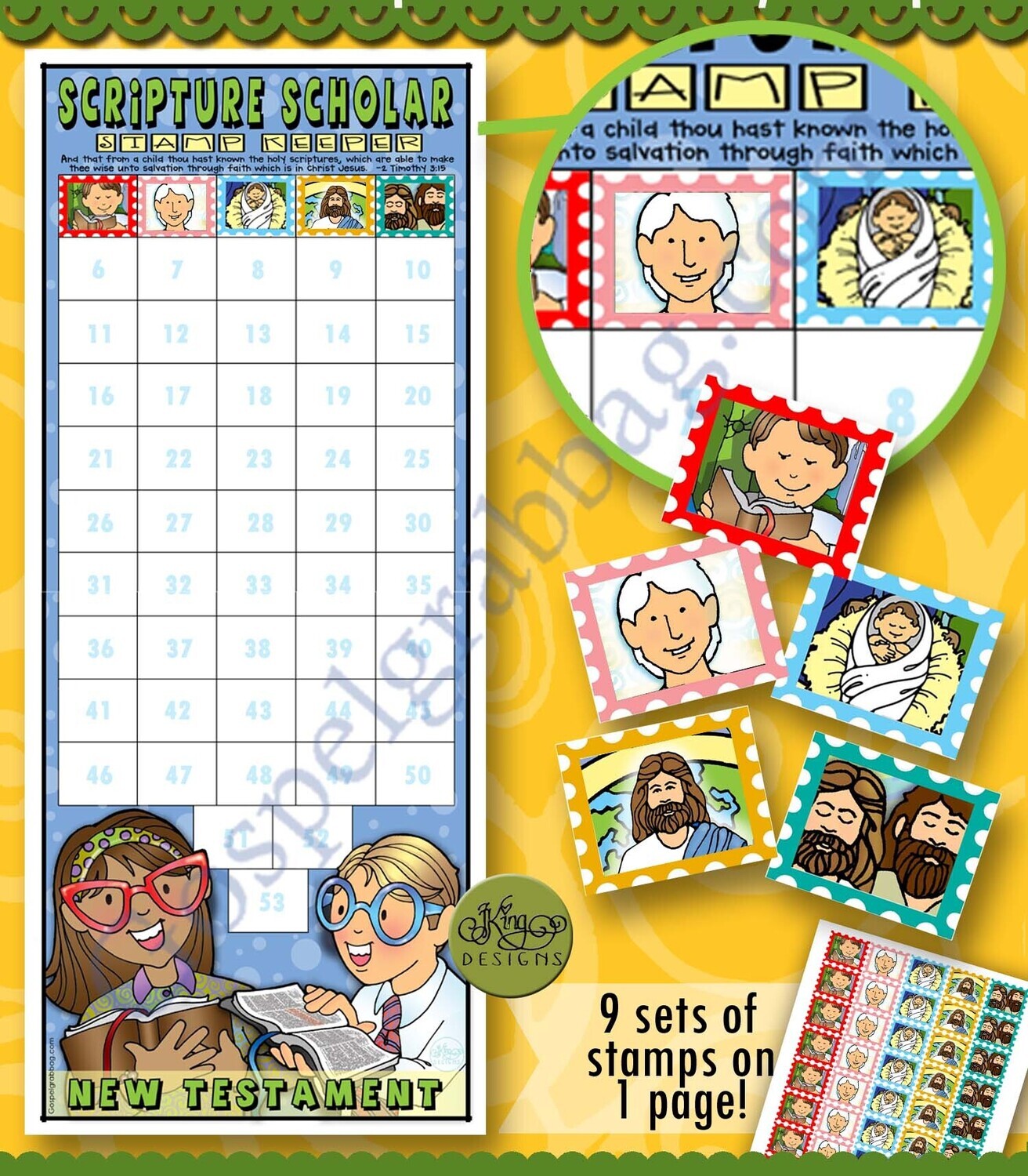 Scripture Scholar Stamp Keeper and January Stamps (Starter Pack) New Testament