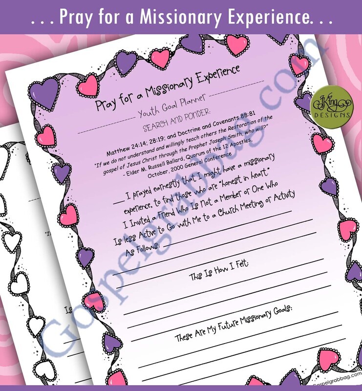 YOUTH GOAL PLANNER Pray for a Missionary Experience