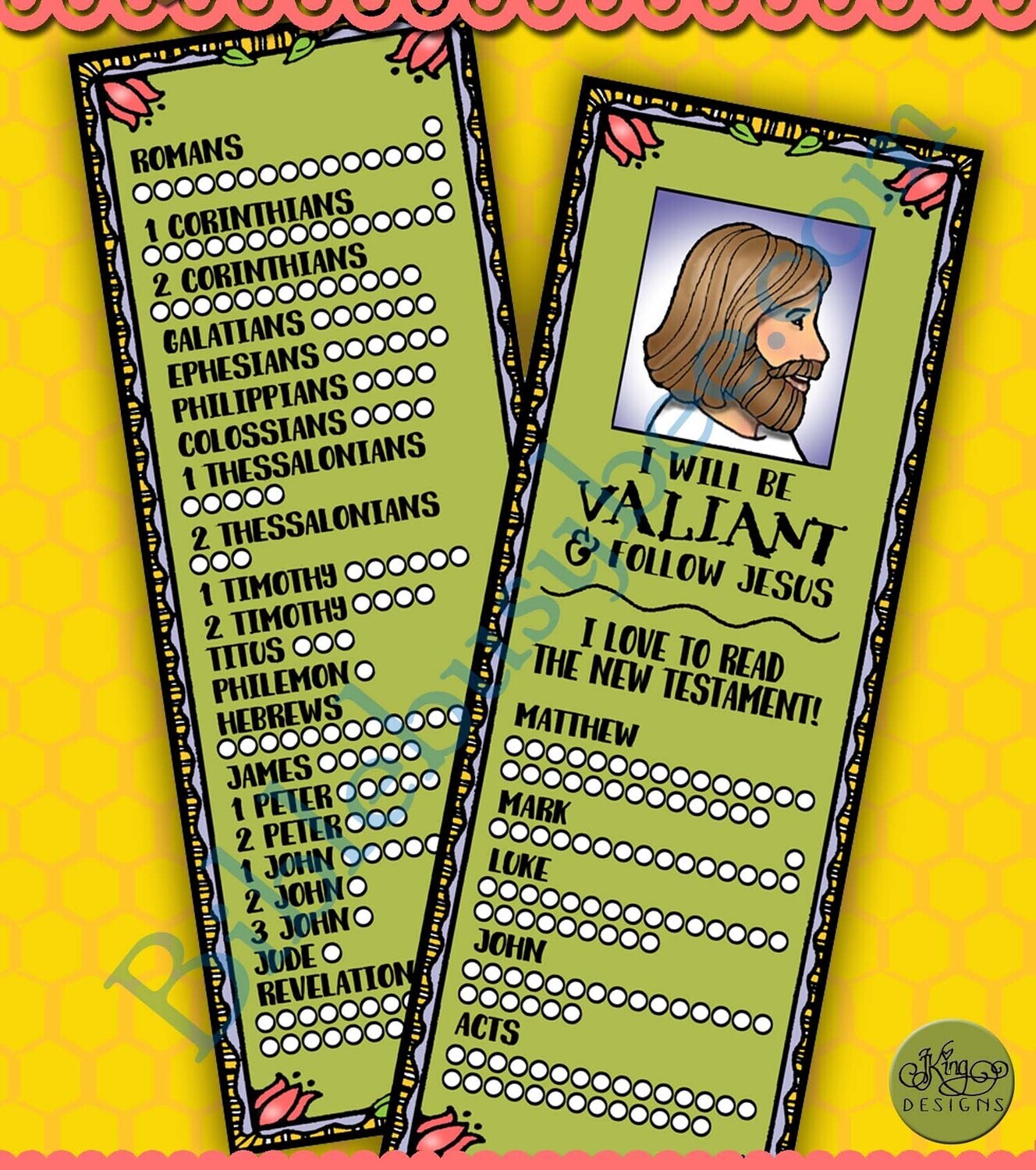 I Will Be Valiant &amp; Follow Jesus - New Testament bookmark &amp; reading chart