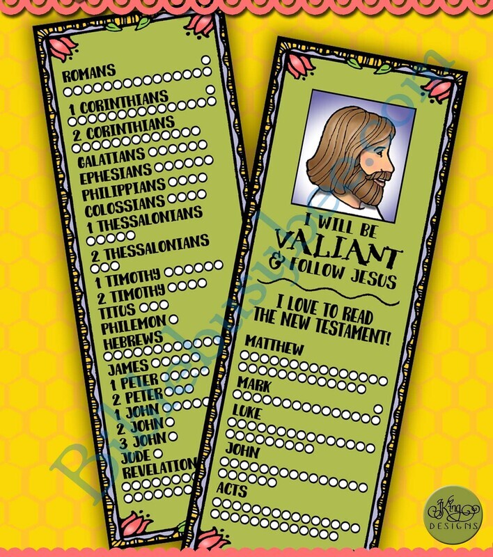 I Will Be Valiant &amp; Follow Jesus - New Testament bookmark &amp; reading chart