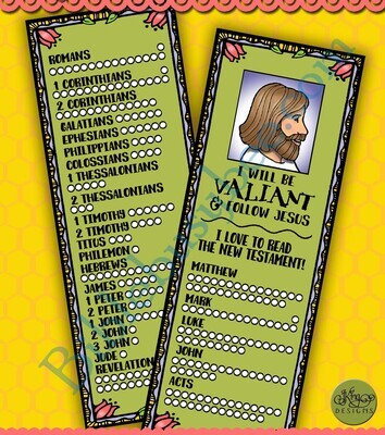 I Will Be Valiant &amp; Follow Jesus - New Testament bookmark &amp; reading chart