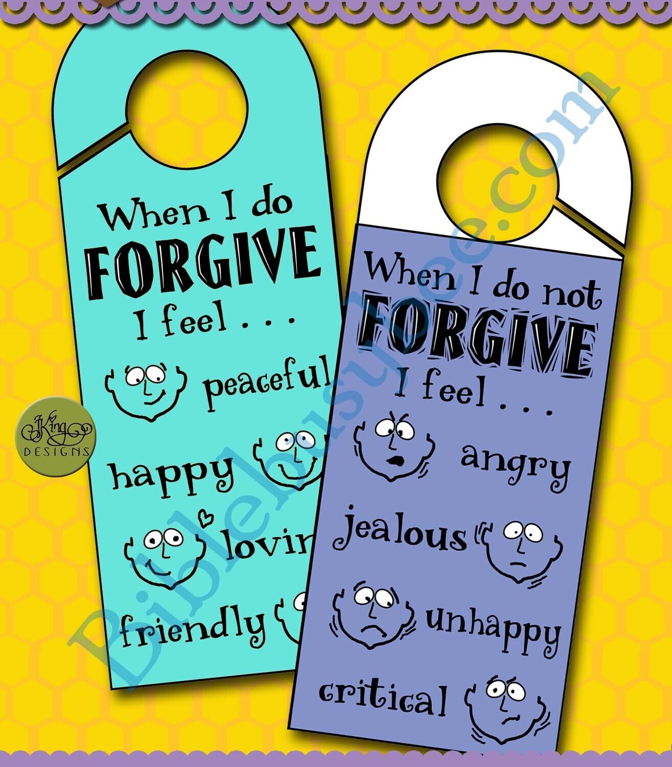 Feelings of Forgiveness fill-in-the-face doorknob hanger