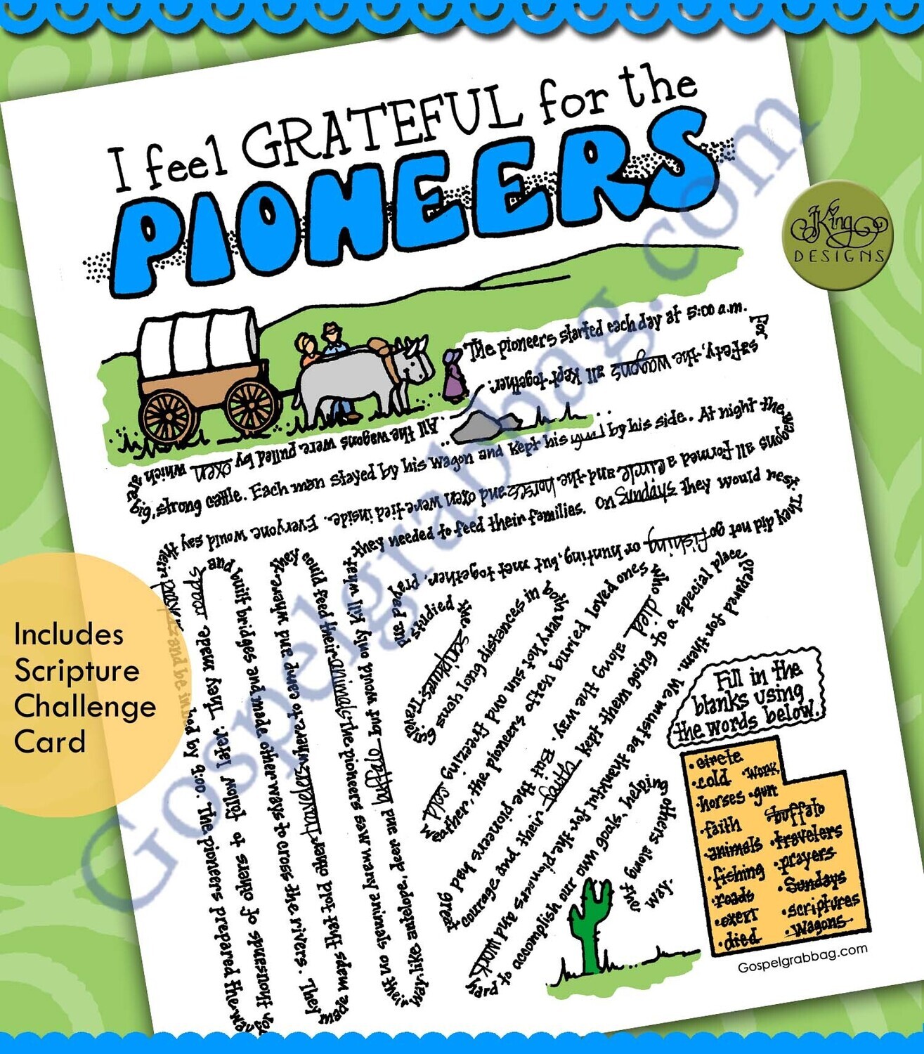 GRATITUDE: I Feel Grateful For Pioneers word-find puzzle