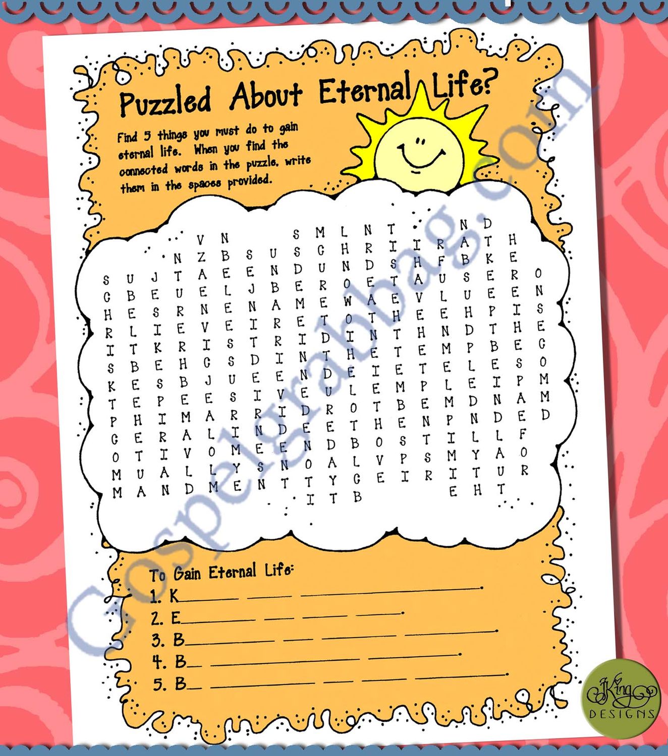 Puzzled about Eternal Life? word find