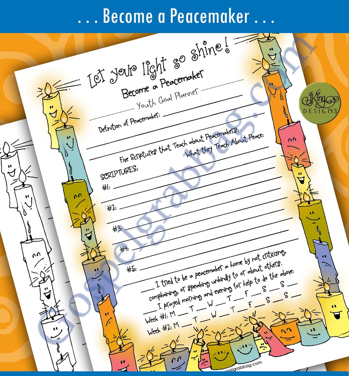 &quot;Let your light so shine! BECOME A PEACEMAKER&quot; youth goal planner