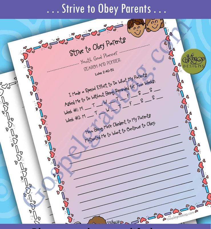 YOUTH GOAL PLANNER Strive to Obey Parents (DN5)