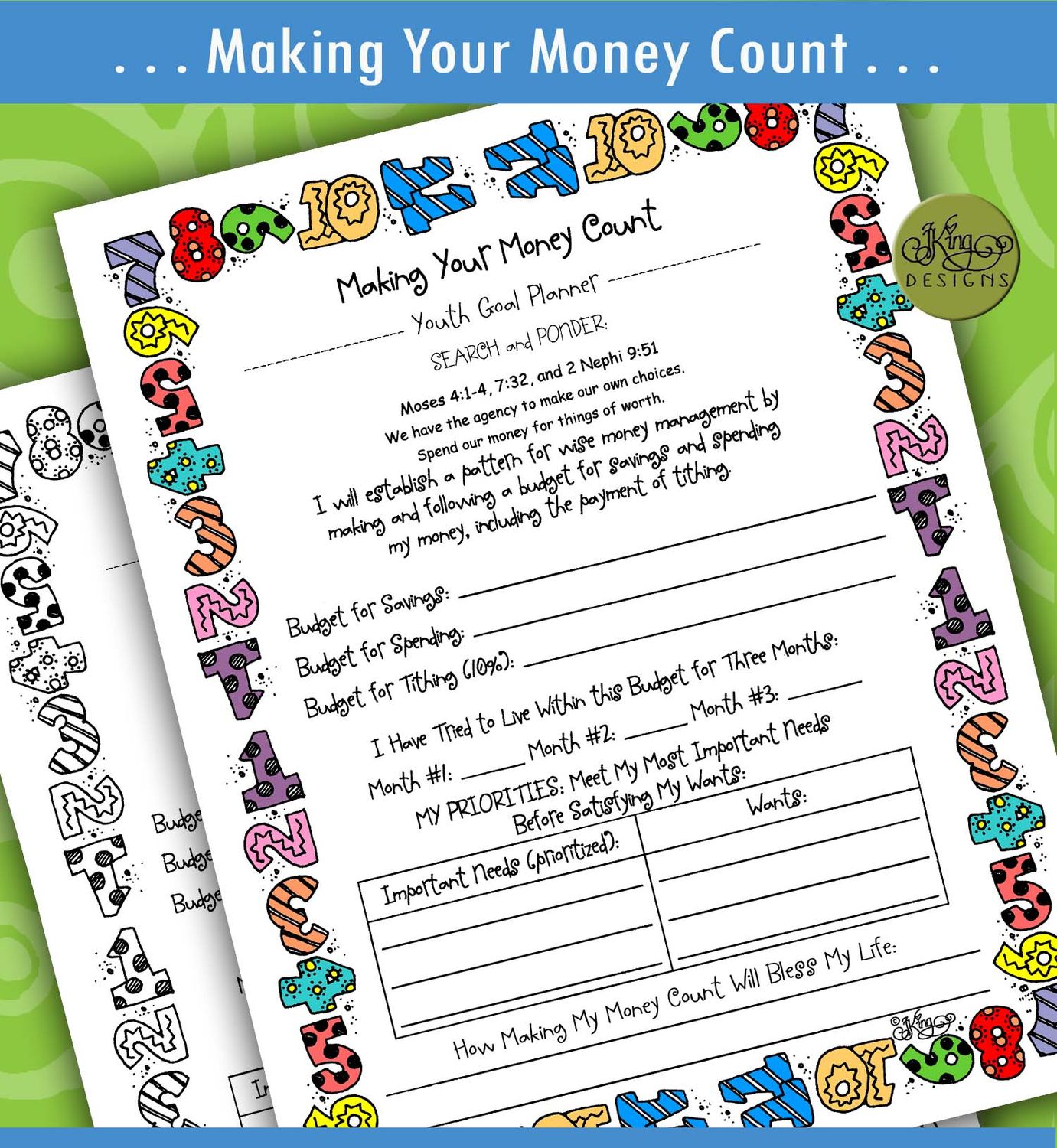 YOUTH GOAL PLANNER Strive to Obey Parents (CA7)