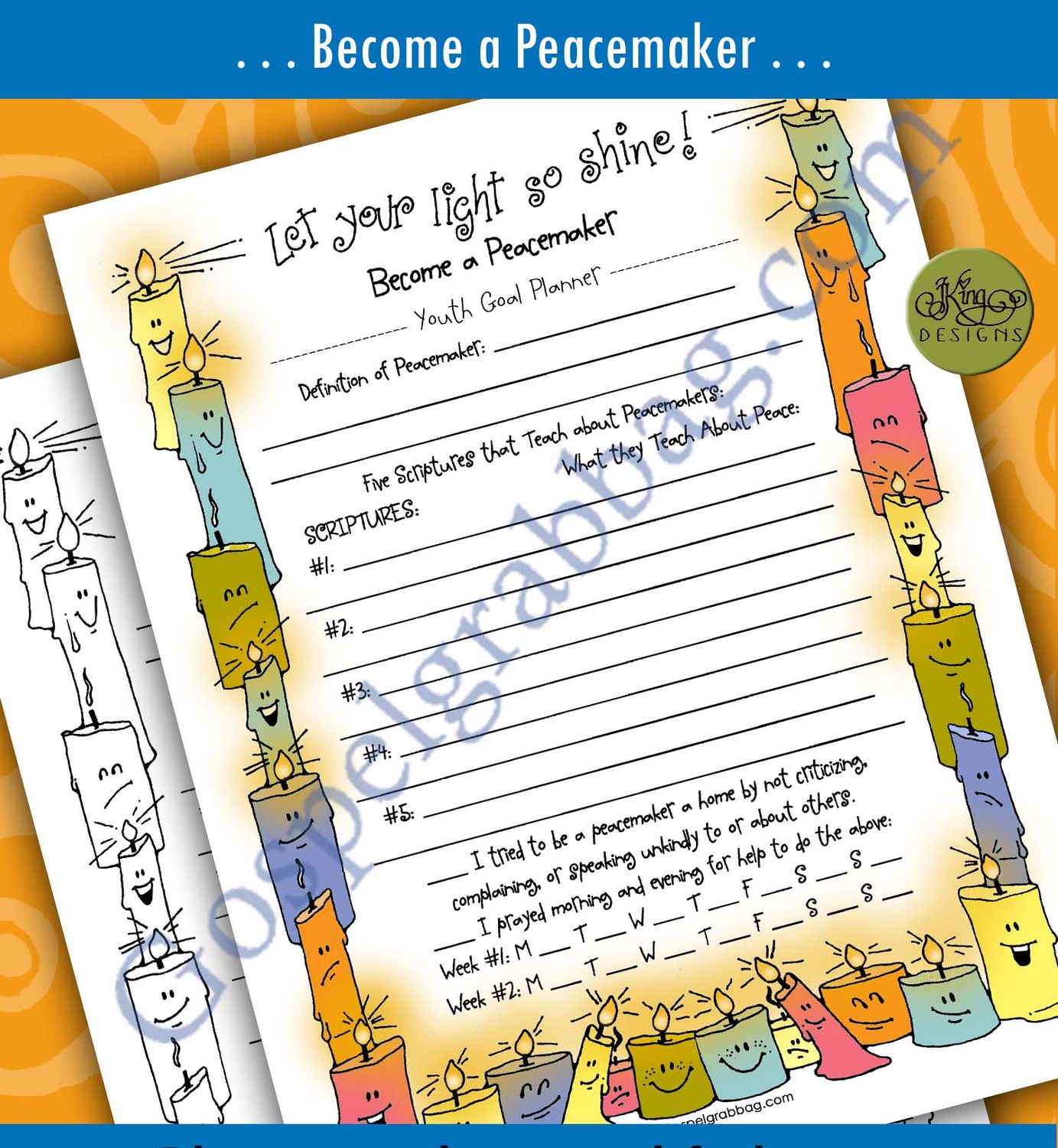 YOUTH GOAL PLANNER Let Your Light so Shine! Become a Peacemaker (DN7)