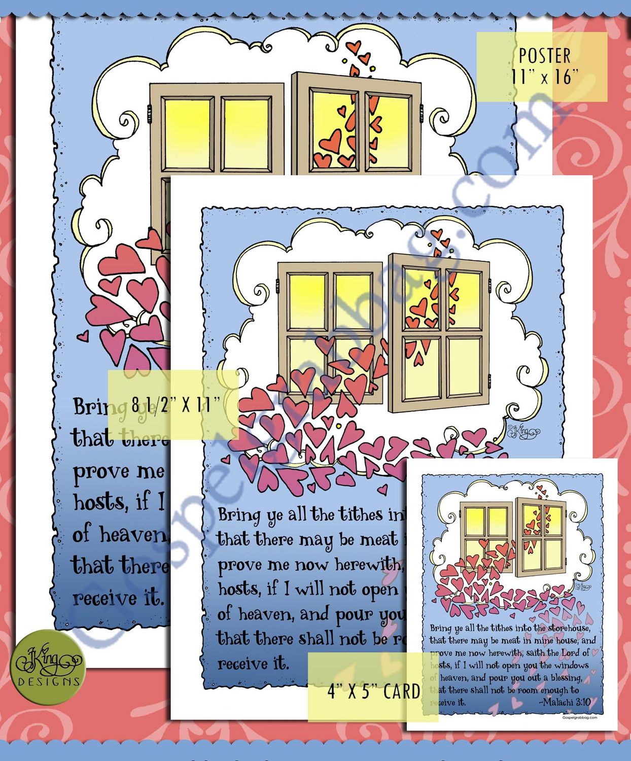 TITHING / BLESSINGS: Scripture Poster: Malachi 3:10 (black-white &amp; color)