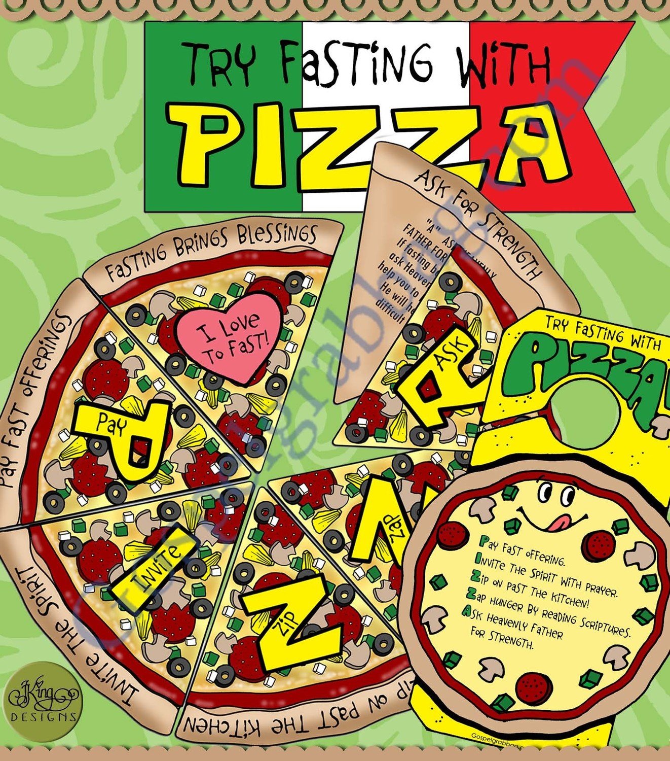 Try FASTING with Pizza! Concentration Match Game and Doorknob Reminder