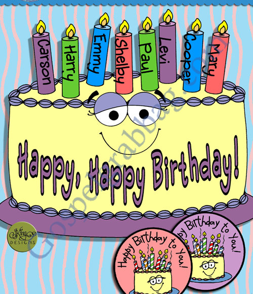 Happy Birthday - Light the Cake poster and badges