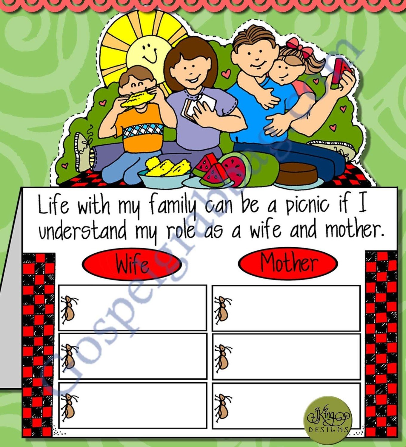 Family Life Can Be a Picnic tent-card