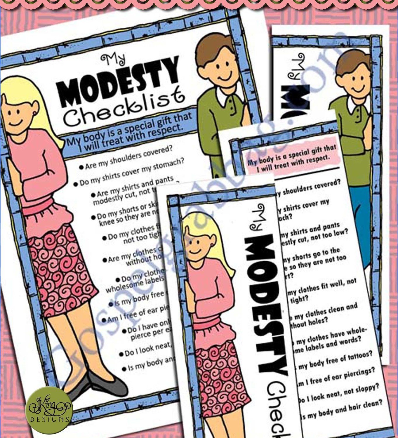 Modesty Checklist and bookmark