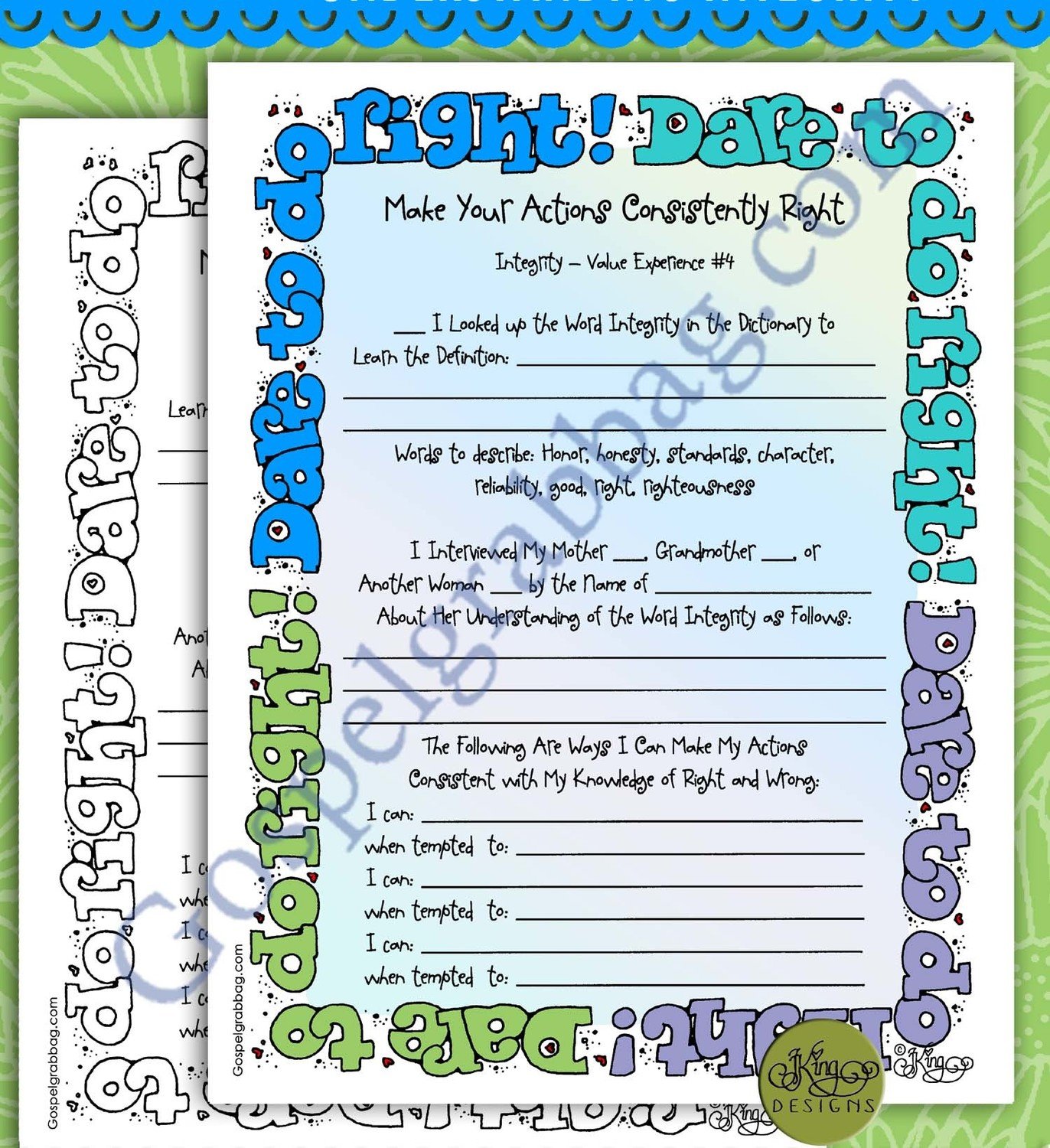 Integrity 4 Personal Progress: Actions Consistent