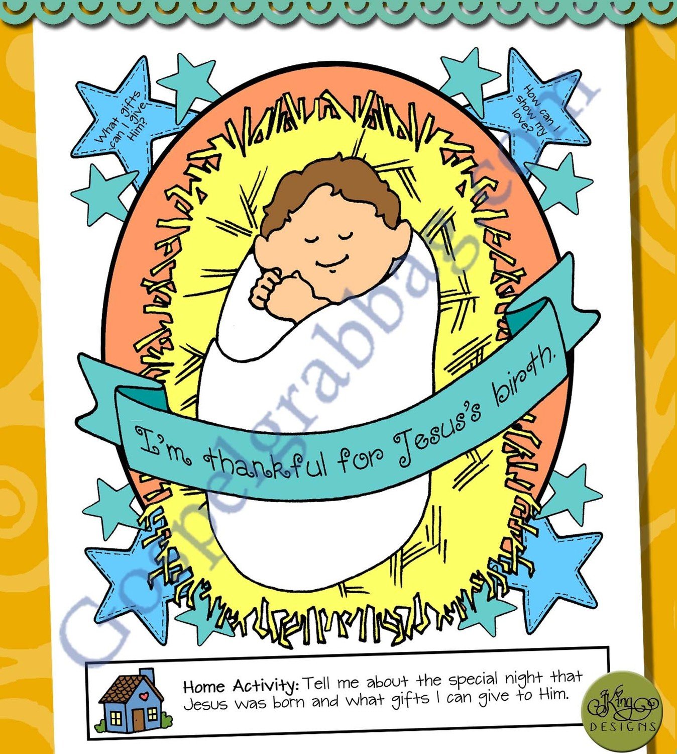 I&#39;m Thankful for Jesus&#39;s Birth poster &amp; color page