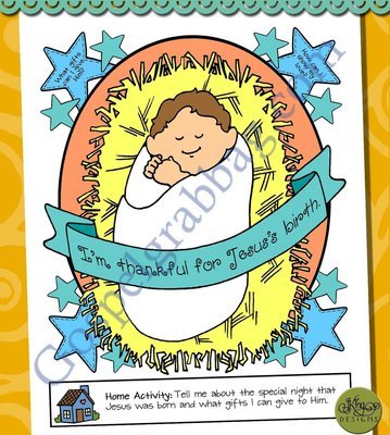 I'm Thankful for Jesus's Birth poster &amp; color page (Lesson 30)