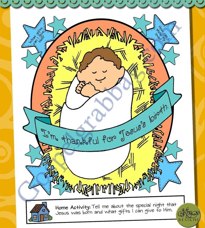 I&#39;m Thankful for Jesus&#39;s Birth poster &amp; color page