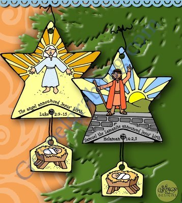 Angel &amp; Samuel the Lamanite tell of the birth of Jesus (ornament)
