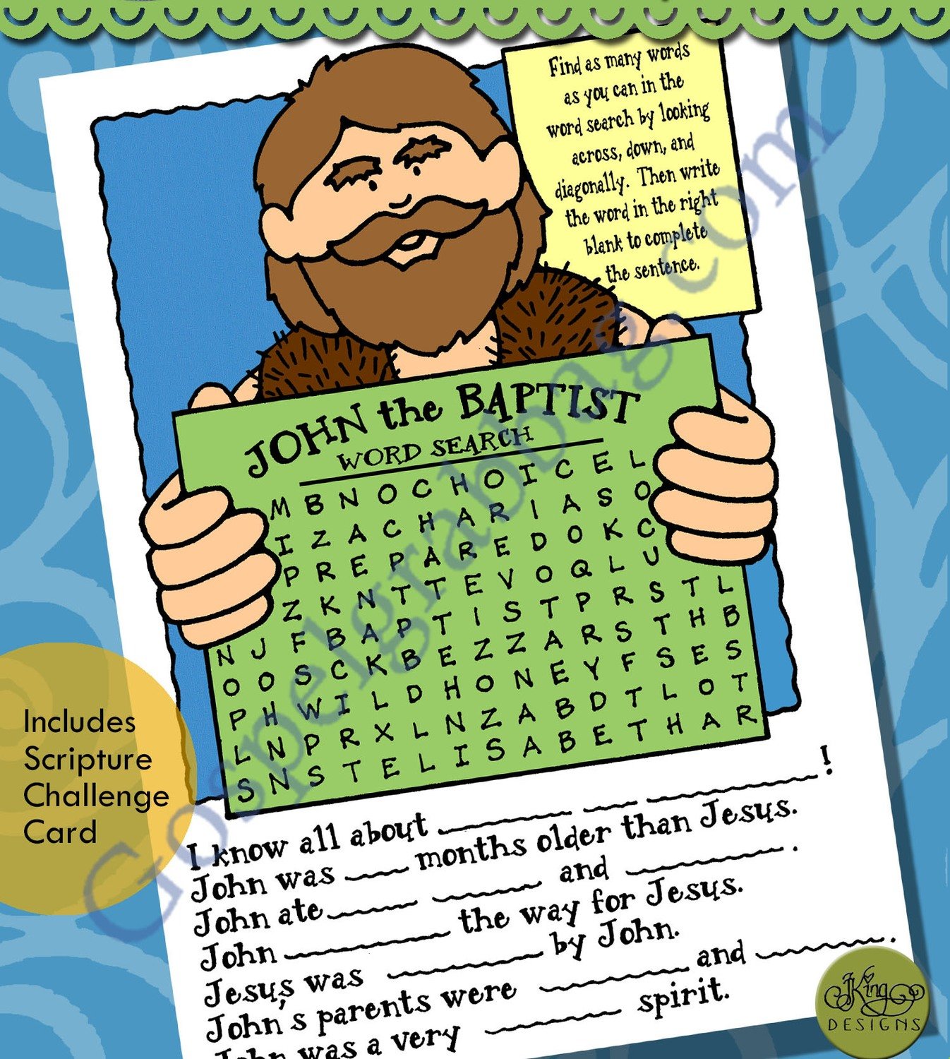 John the Baptist word search puzzle