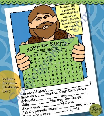 John the Baptist word search puzzle
