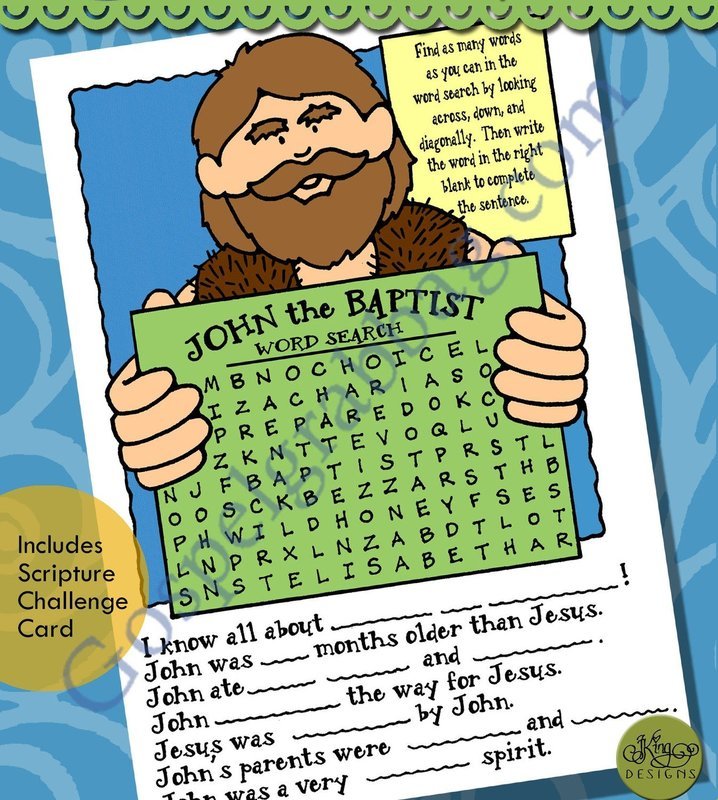 John the Baptist word search puzzle