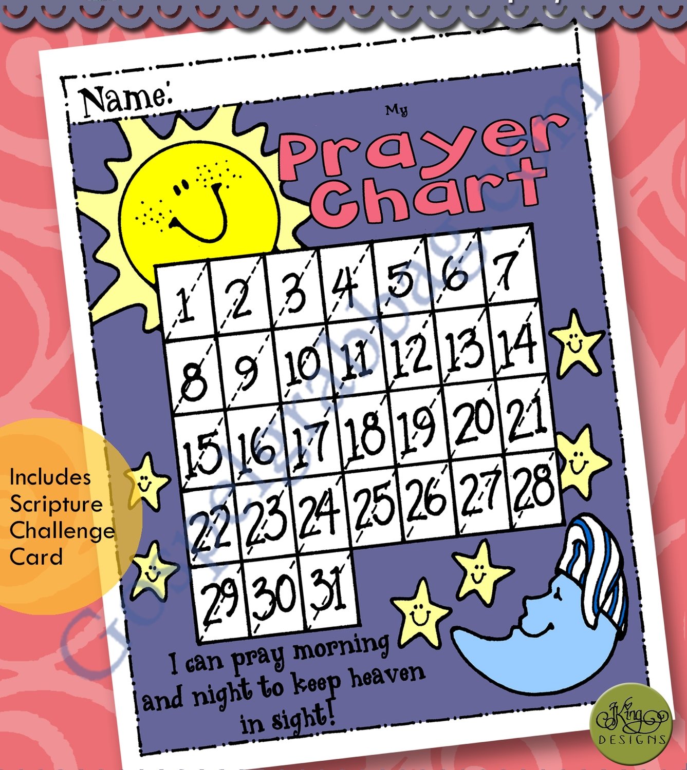 Pray Morning &amp; Night prayer chart