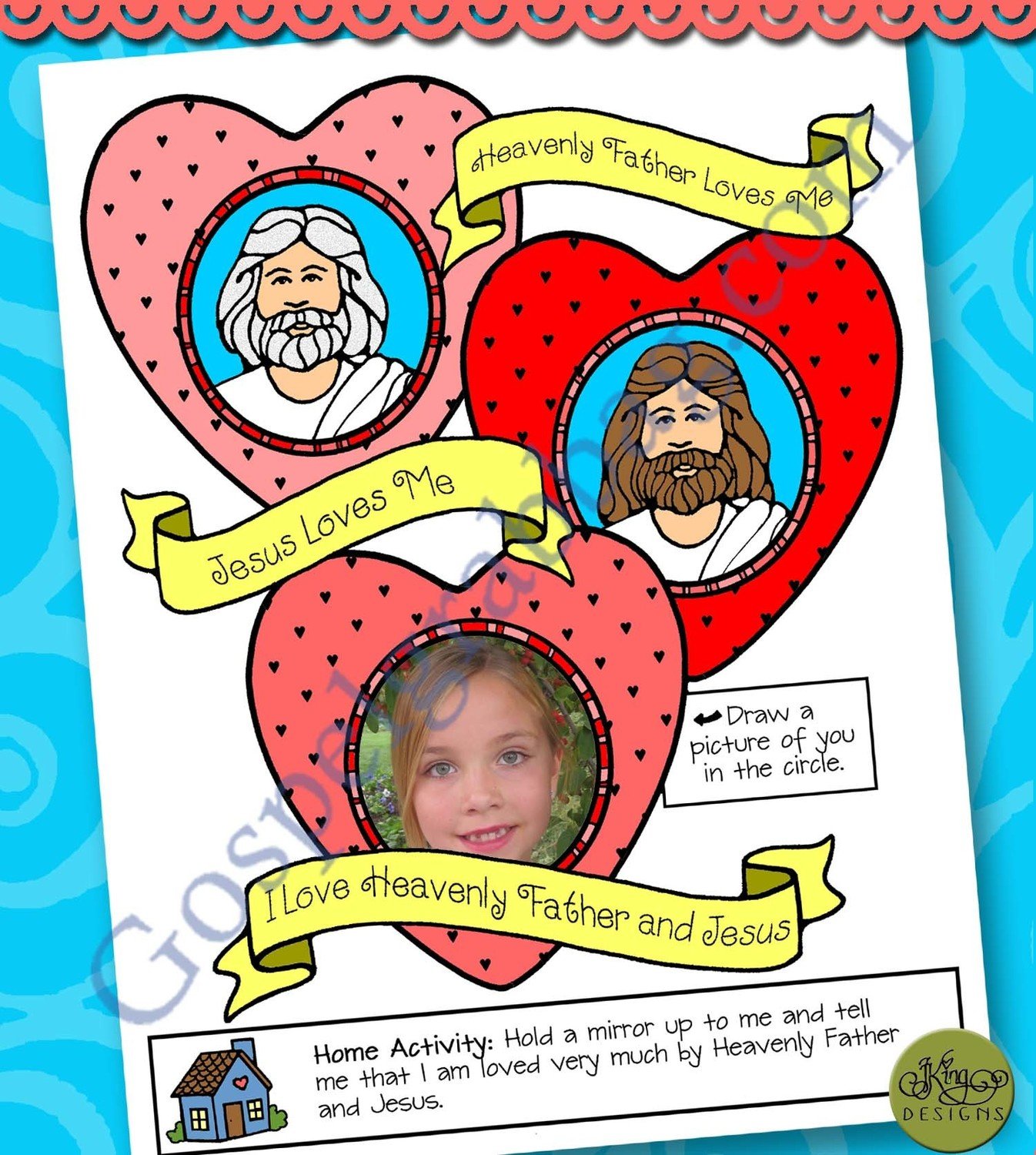 Heavenly Father and Jesus Loves Me poster or coloring page